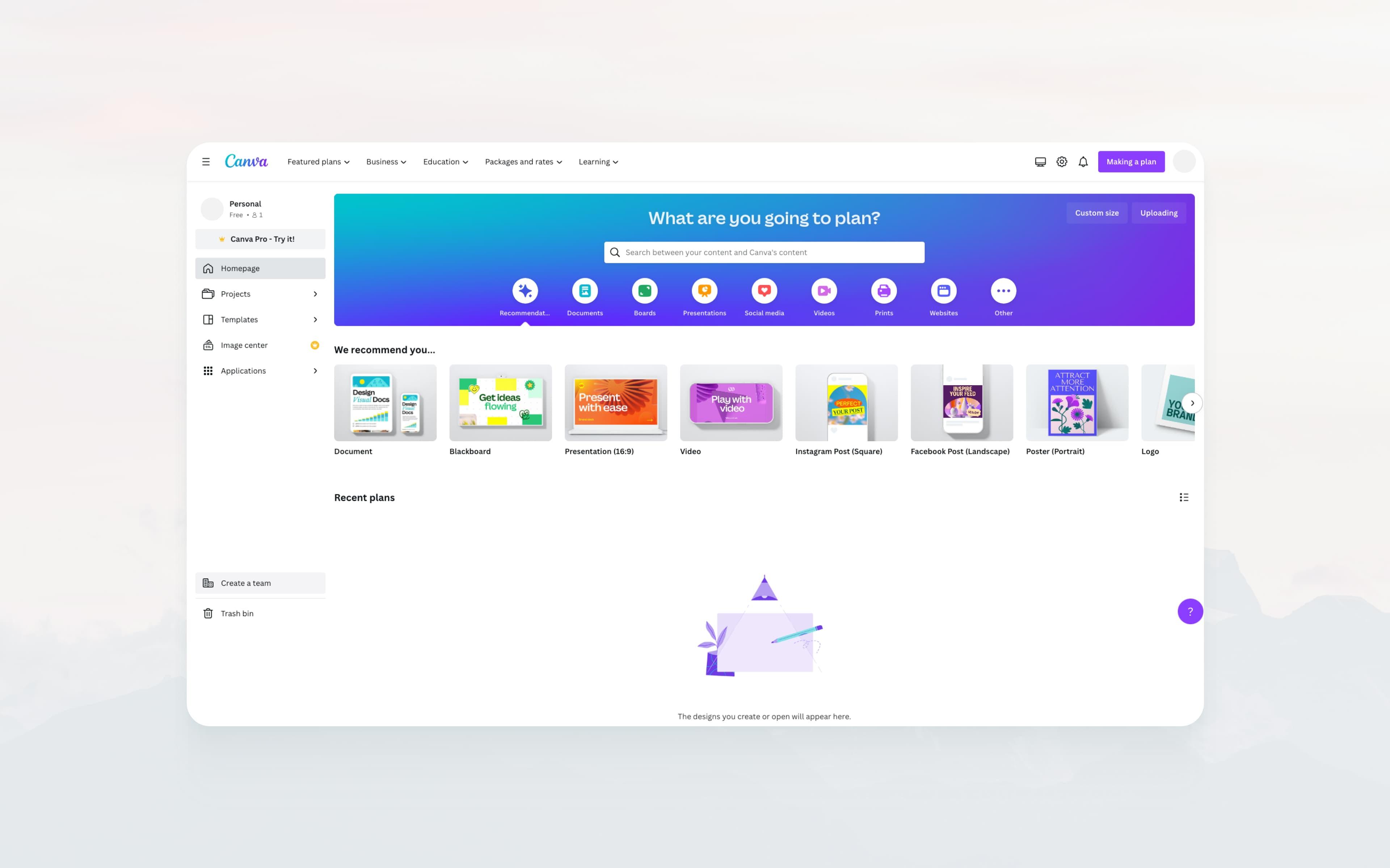 SaaS reverse trial example: Canva SaaS reverse trial example: Canva