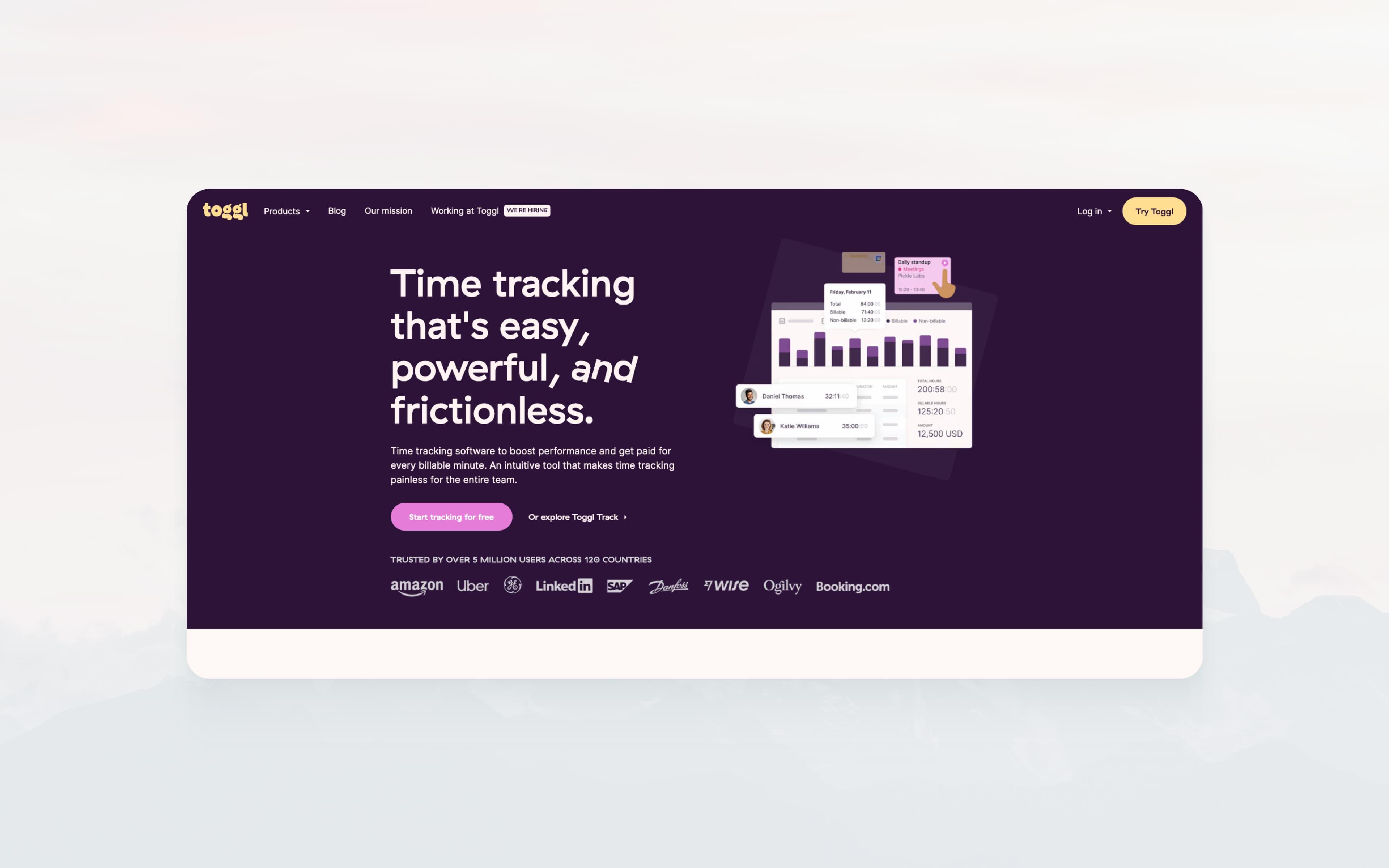 SaaS reverse trial example: Toogl SaaS reverse trial example: Toogl