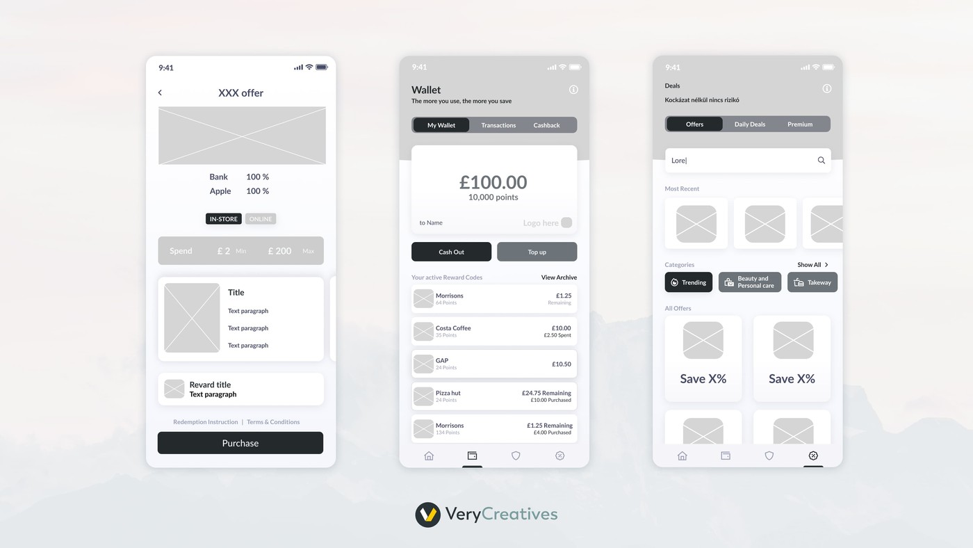 Product Design Wireframes